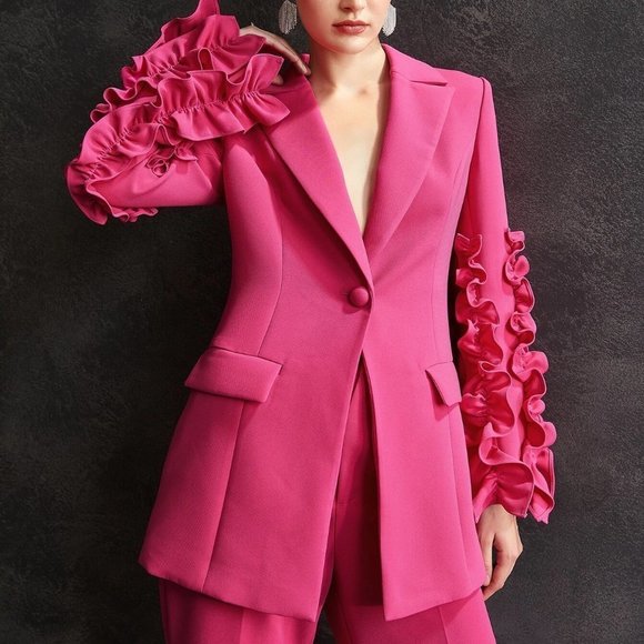 MODA ME COUTURE Jackets & Blazers - CLassy with a pinch of spice Structured ruffled sleeved blazer Barbie workwear